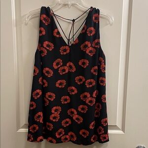 Floral Black and Red Sleeveless Top